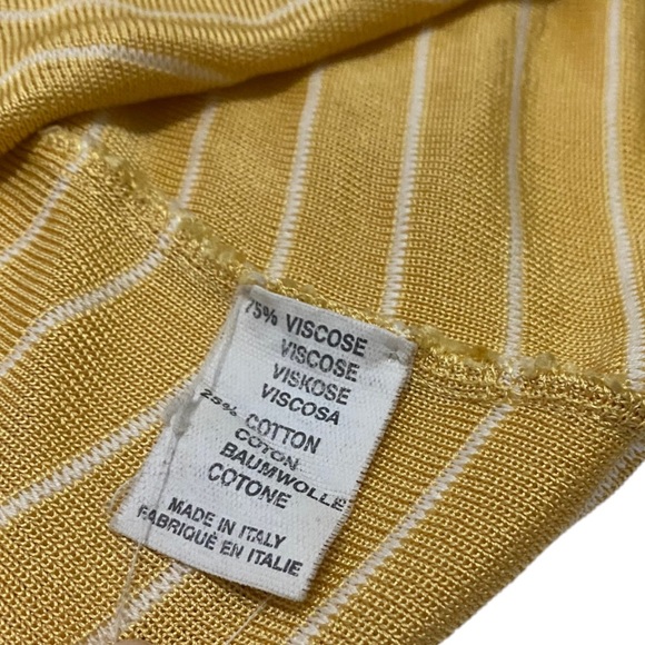 Christian Lacroix Vintage Women’s Long Yellow/White Striped Long Sleeve Size L - Picture 7 of 7